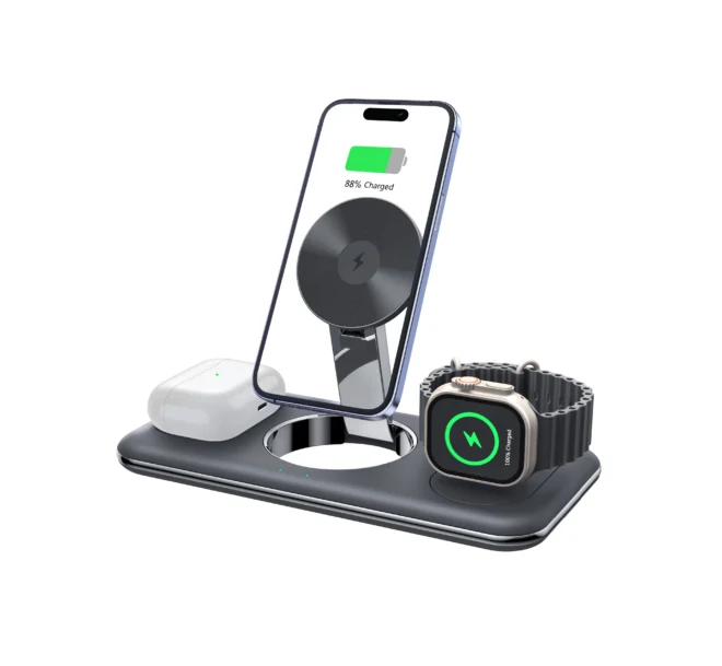 15W foldable three in one wireless charger customize 3in1 magnetic folding wireless charging 3 in 1 wireless charger