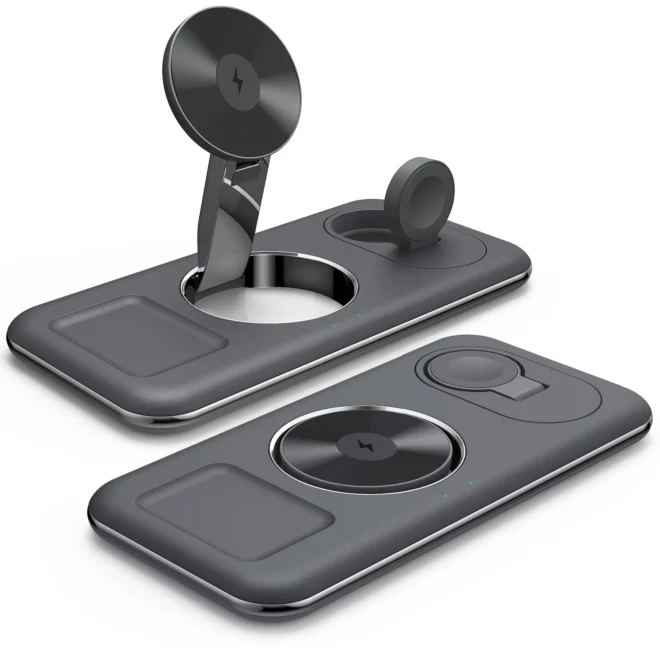 15W foldable three in one wireless charger customize 3in1 magnetic folding wireless charging 3 in 1 wireless charger - Image 2