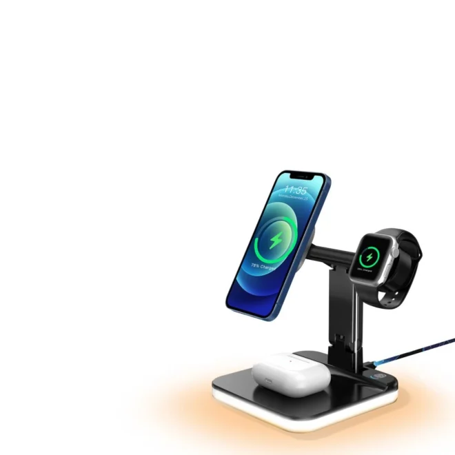 three in one wireless charger 15w fast qi 2 3in1 3 in 1 fast charging wireless charger for ihones, watches, earbuds - Image 4