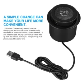 Best Selling Desktop Embedded Qi Wireless Phone Charger USB Ports for Furniture
