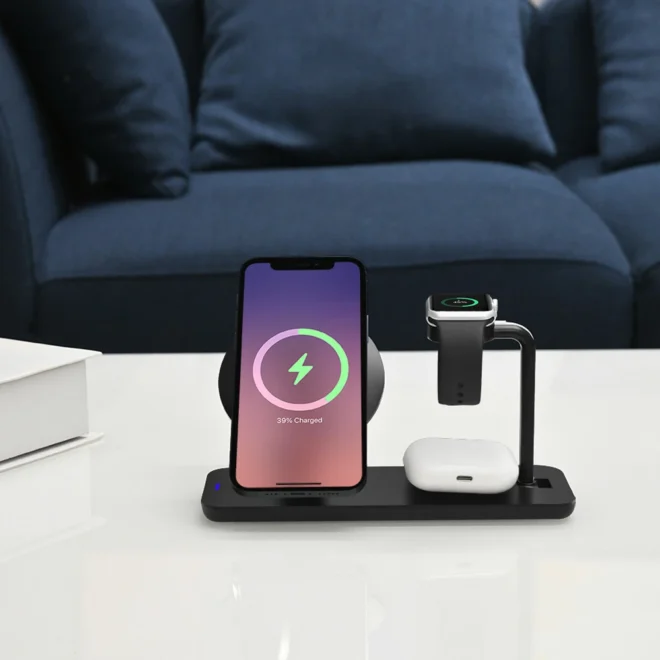 3in1 wireless charger 15w fast qi 2 3in1 fast charging wireless charger for ihones, watches, earbuds - Image 4