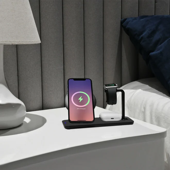 3in1 wireless charger 15w fast qi 2 3in1 fast charging wireless charger for ihones, watches, earbuds - Image 5