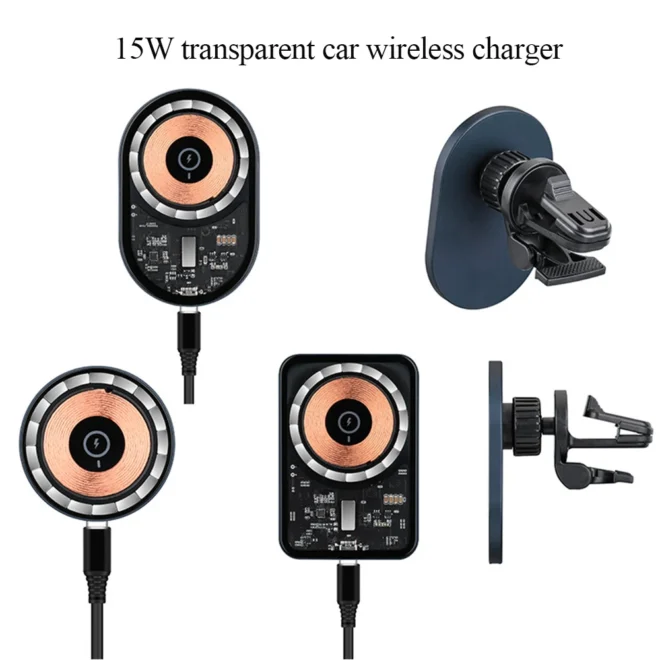 transparent transparency Qi 15W 10W fast charging car wireless charging transparent wireless charger for car wireless charging - Image 4