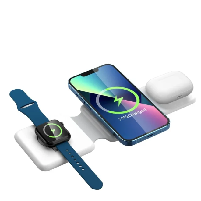 3in1 foldable wireless charger three in one wireless charger customization fast wireless charger station for Iphone watch airbuds - Image 2