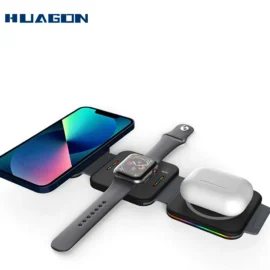 folding foldable 3in1 wireless charger station three in one wireless charger for iPhone earbuds Apple watch