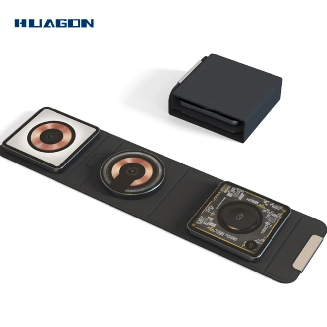 qi mutifunction wireless charger 3in1 foldable 3 in 1 Magnetic magsafe transparent Wireless Charger - Image 2