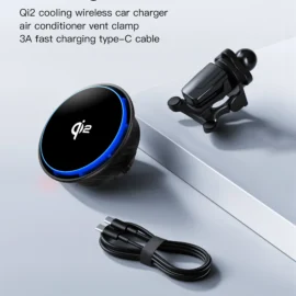 car wireless charger cooling fan Qi2 MPP 15W wireless charger
