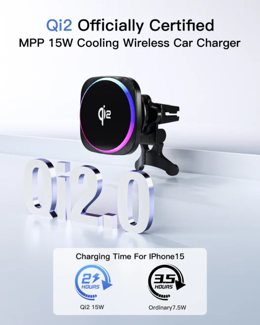 25W MPP Qi2 magnetic car wireless charger