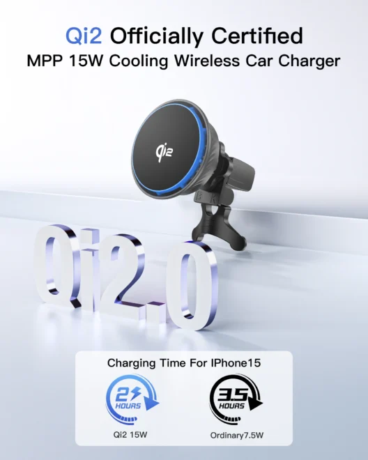 15W Qi2 certified wireless car charger car 15W wireless charger fan cooling wireless charger - Image 6