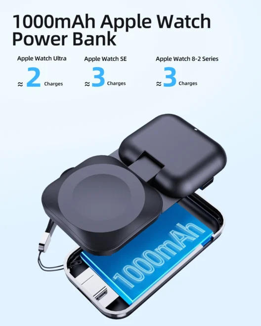 smart watch 1000mAH power bank wireless charging customization 3 In 1 Wireless Charger For Apple Watch Charger Wireless Charging Station - Image 3