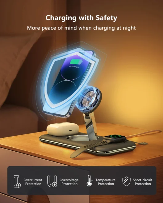 15W foldable three in one wireless charger customize 3in1 magnetic folding wireless charging 3 in 1 wireless charger - Image 4